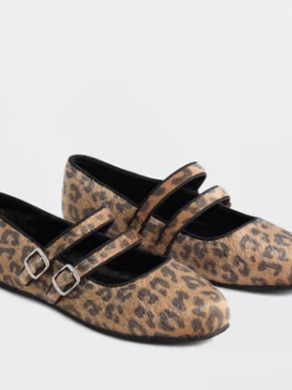 GAP Leopard Print Double-Strap Mary Janes - Brown/Black